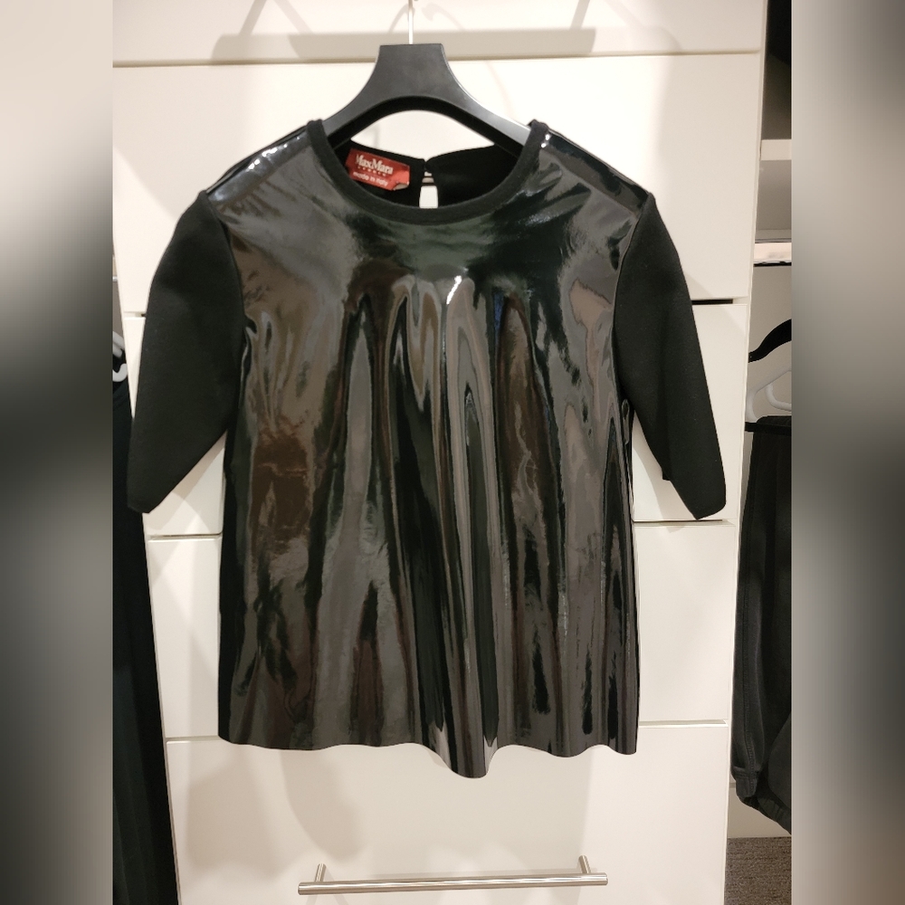 NWOT Max Mara Studio Sweater Vinyl Patent Front Medium